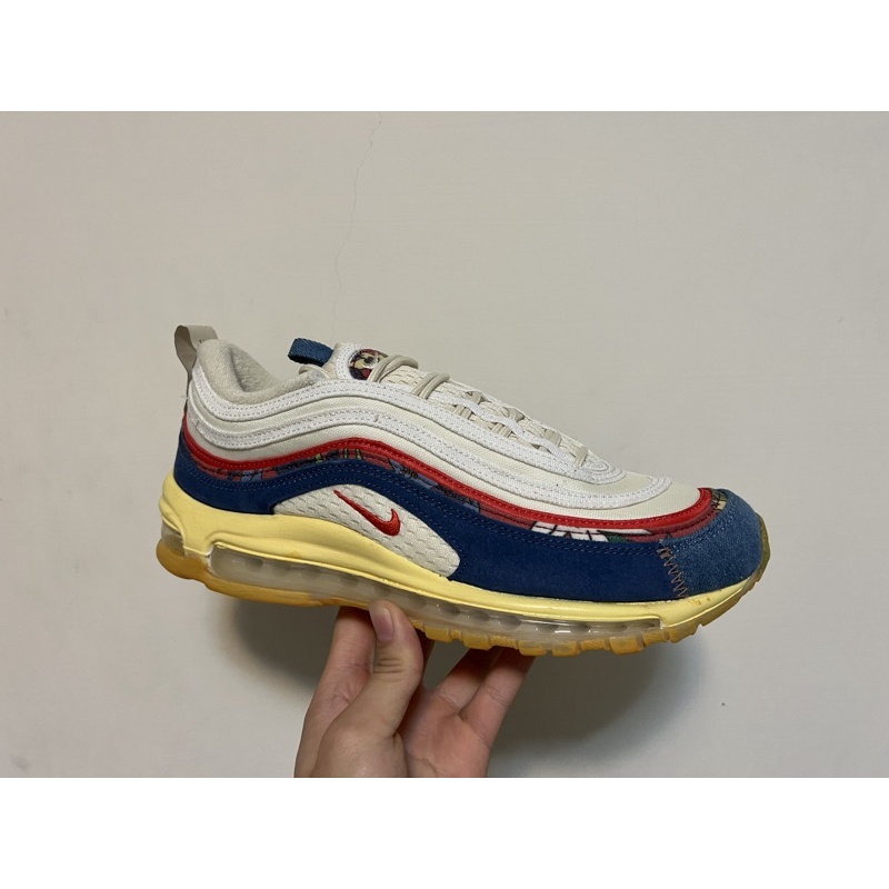 NIKE AIR MAX 97 米色 藍紅 復古 拼接 破壞 繪畫 浮世繪 全氣墊 男鞋 DV1486-162