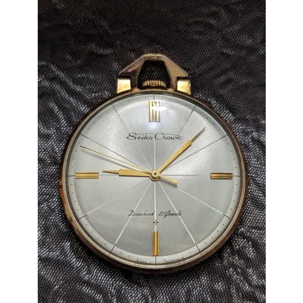 【藏品釋出】 罕見停產1960年代精工舍《seiko crown》包K金,特殊放射面錶盤,燭光指針，手上鍊懷錶