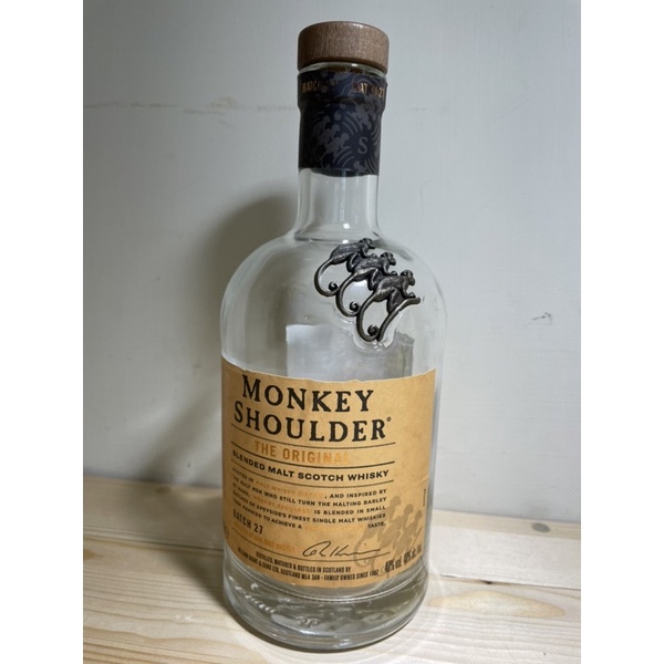MONKEY SHOULDER 三隻猴子蘇格蘭麥芽威士忌空酒瓶(700ml)/多用途玻璃空瓶/空洋酒瓶/裝飾/容器