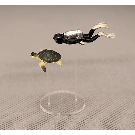 阿姬寶&gt;GA1277-微景觀微縮小人偶動物模型 潛水夫與海龜 迷你模型擺件 手工素材