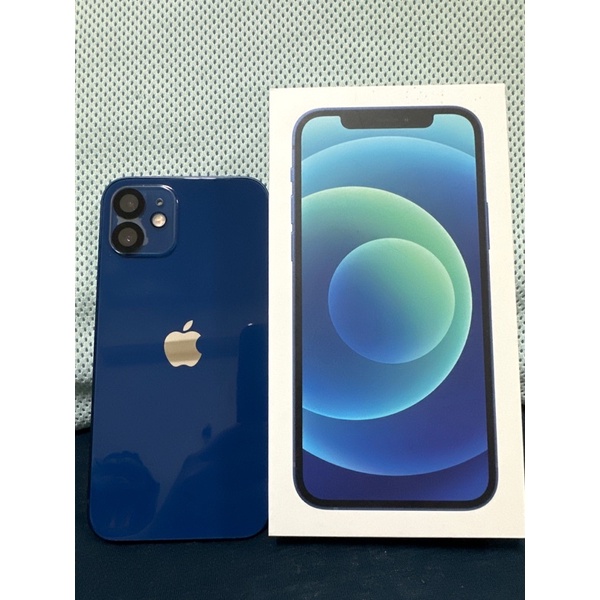 iPhone 12/128G藍色外觀💯無傷+送滿版螢幕保護貼x3+兩個全新透明殼+i7/8霧面黑保護貼x1