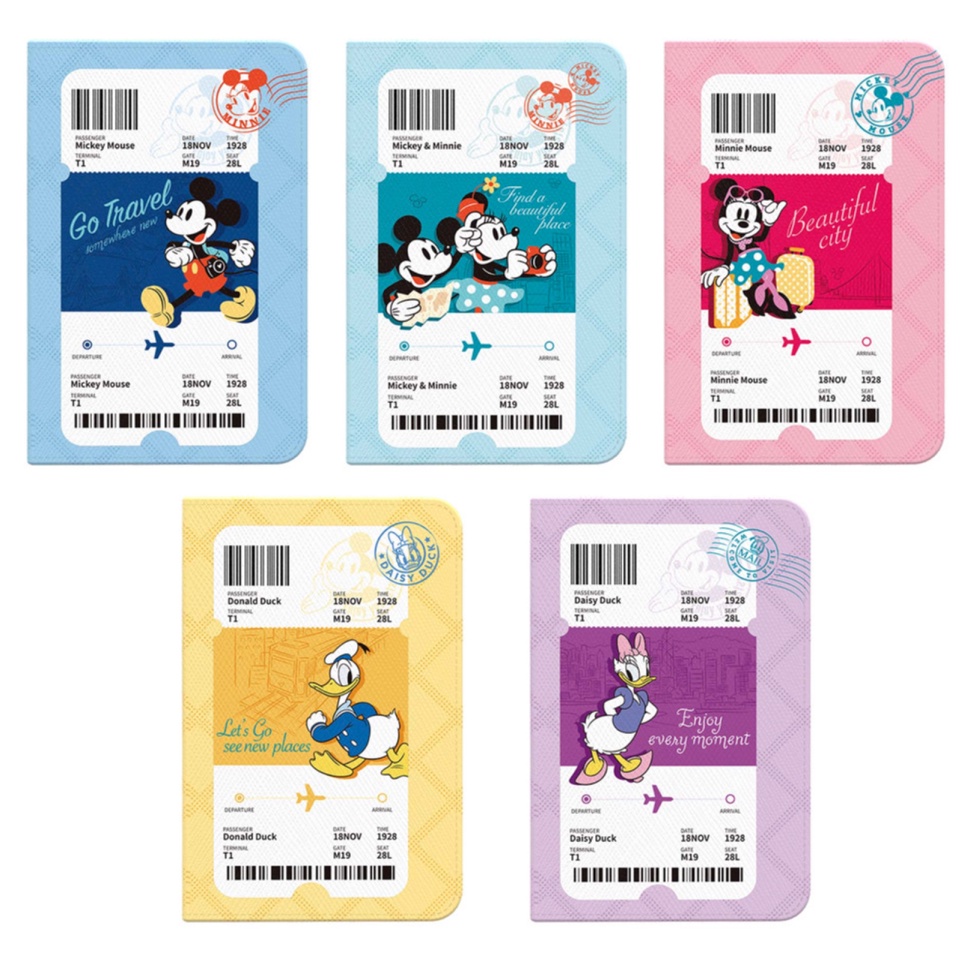 迪士尼-旅遊護照保護套(米奇、米妮、雛菊、唐老鴨)藍黃粉紫藍