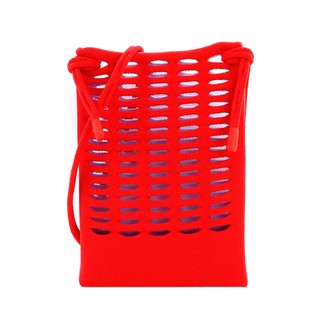 ISSEY MIYAKE 三宅一生 GG系列MOKKO for PLEATS PLEASE 雙面配色編織斜背包-紅×淺藍