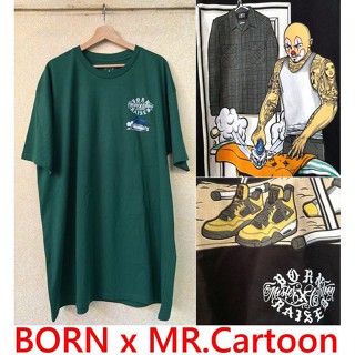 BLACK全新MR.CARTOON x Born x Raised卡通先生著用JORDAN 4 UNDEFEATED短T