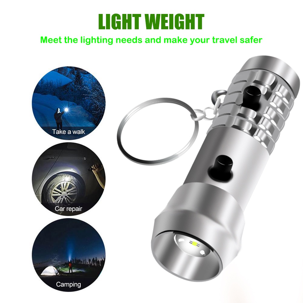 迷你 LED 紫外線手電筒防水燈戶外露營 USB 可充電鑰匙扣口袋燈高品質應急手持手電筒,用於清潔窗戶、廚房、