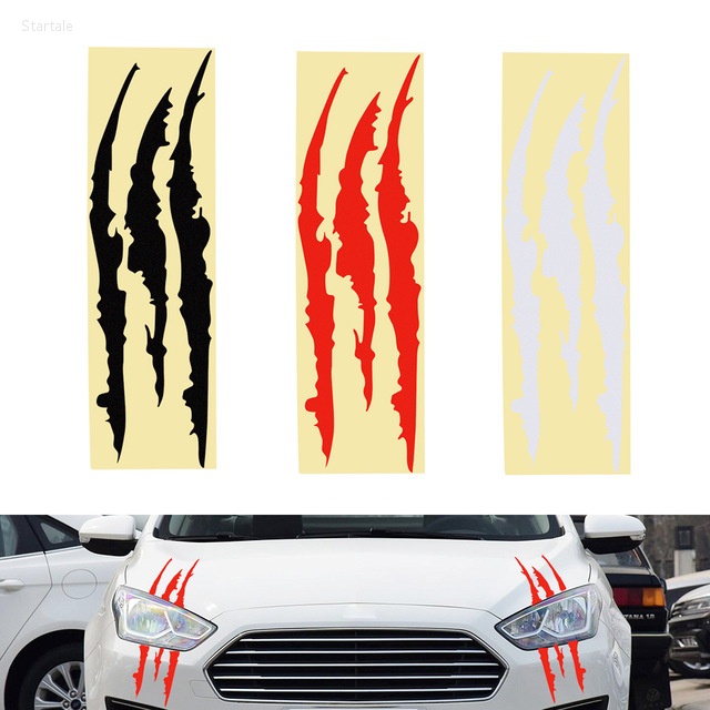 汽車造型鬼爪划痕條紋標記車燈貼花乙烯基貼花汽車車身裝飾貼紙