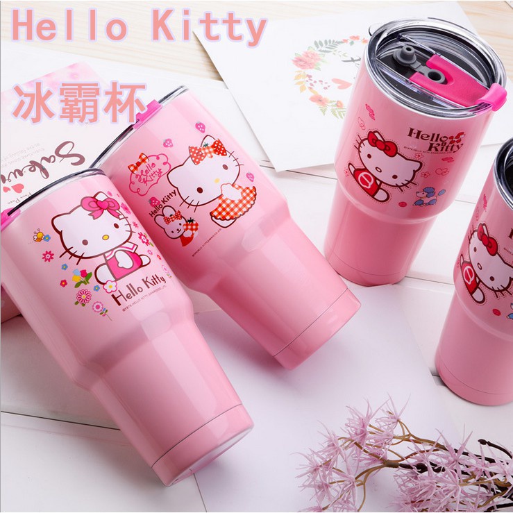 促销 新品 美式冰霸杯 卡娜赫拉冰霸杯 hello kitty冰霸杯 可愛 304不鏽鋼 大容量900毫升 保冷 保溫