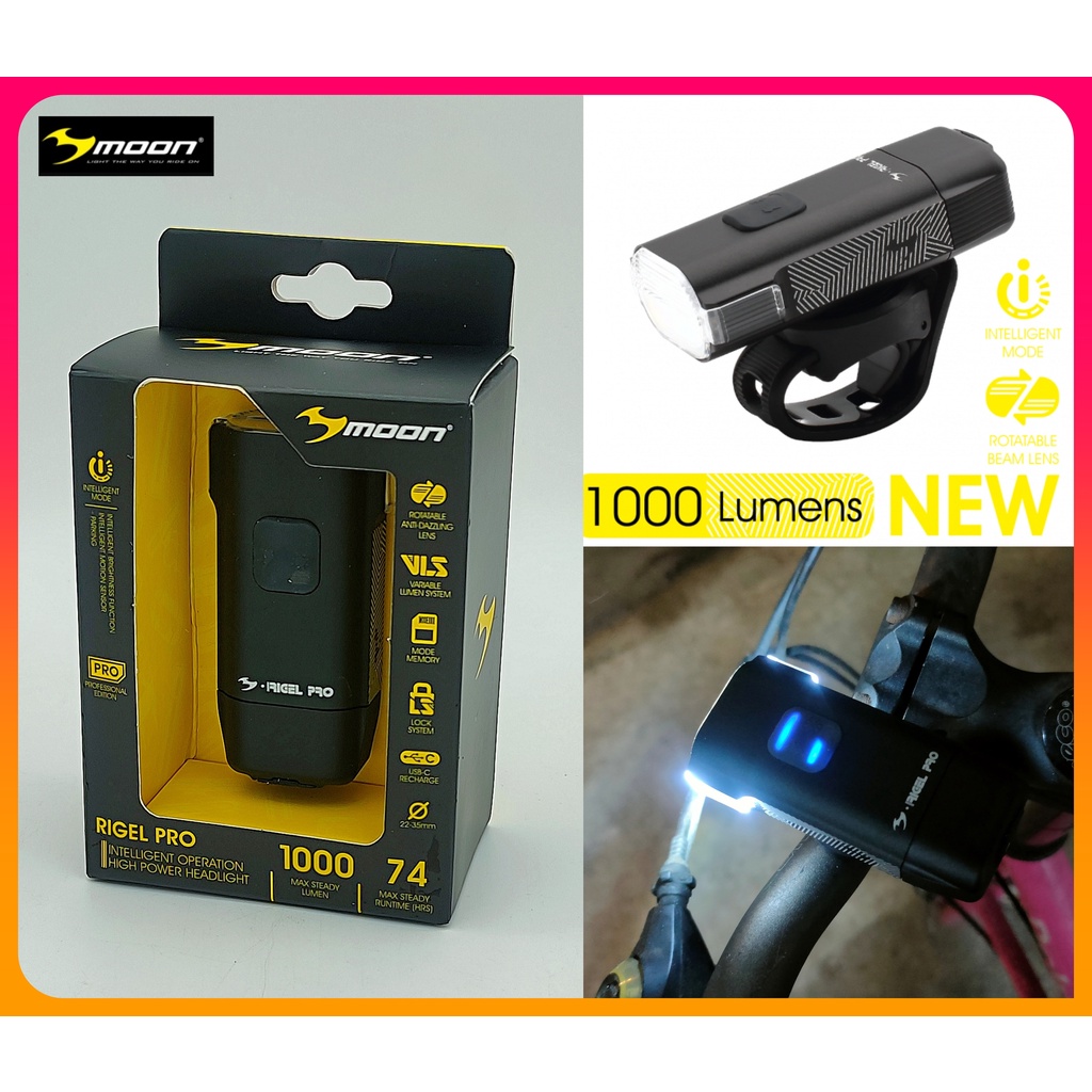 騎樂●公司貨●Moon Rigel Pro USB 智能頭燈/1000流明/自行車燈/Type-C/附gopro燈座