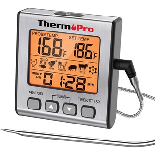 ThermoPro TP-16S 燒烤用探針式溫度計 -10-300度 溫度顯示 含計時器 背光LCD 廚房烤箱肉類BB