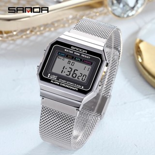 附發票【專櫃正品 禮盒裝】SANDA品牌2024新款電子表單機芯時尚潮流炫酷腕錶個性夜光防水錶 進口機芯非機械錶生日禮物