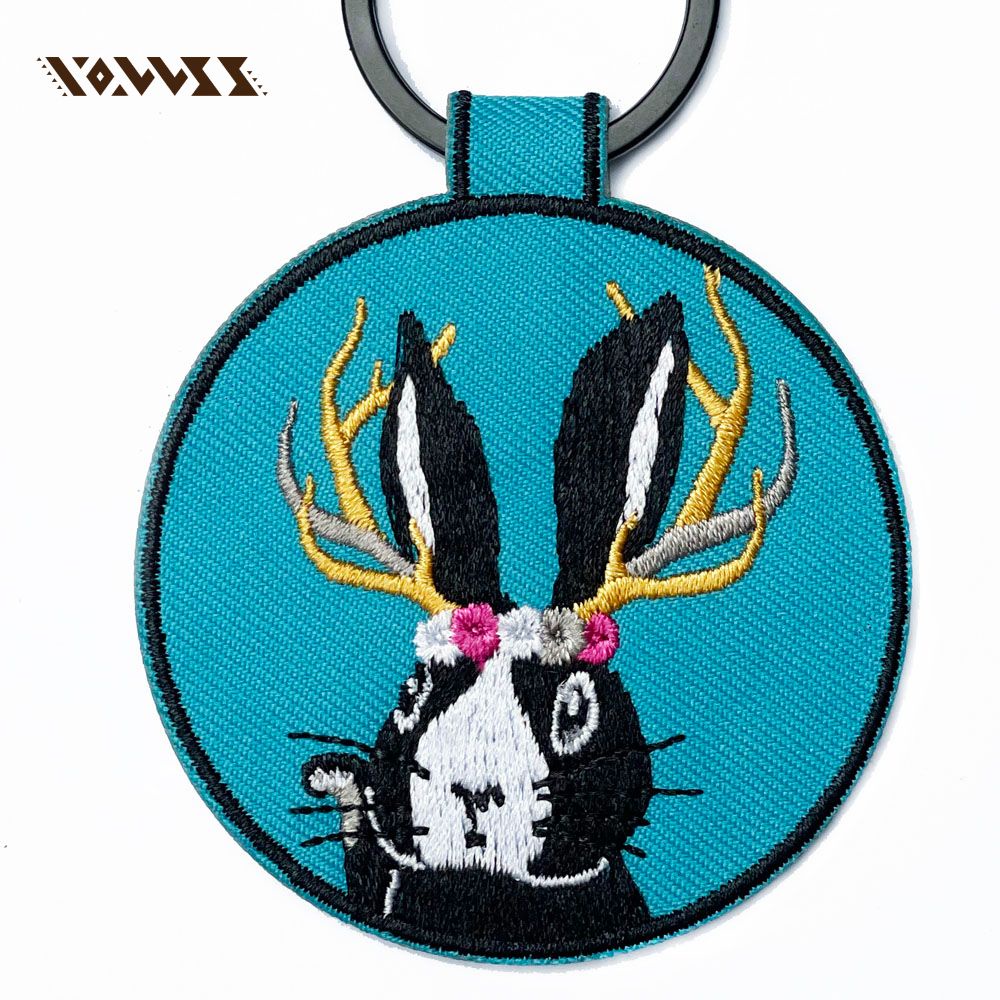 【森林動物系列】錢兔刺繡鑰匙圈 兔子 財 錢 鑰匙 刺繡 花生騷