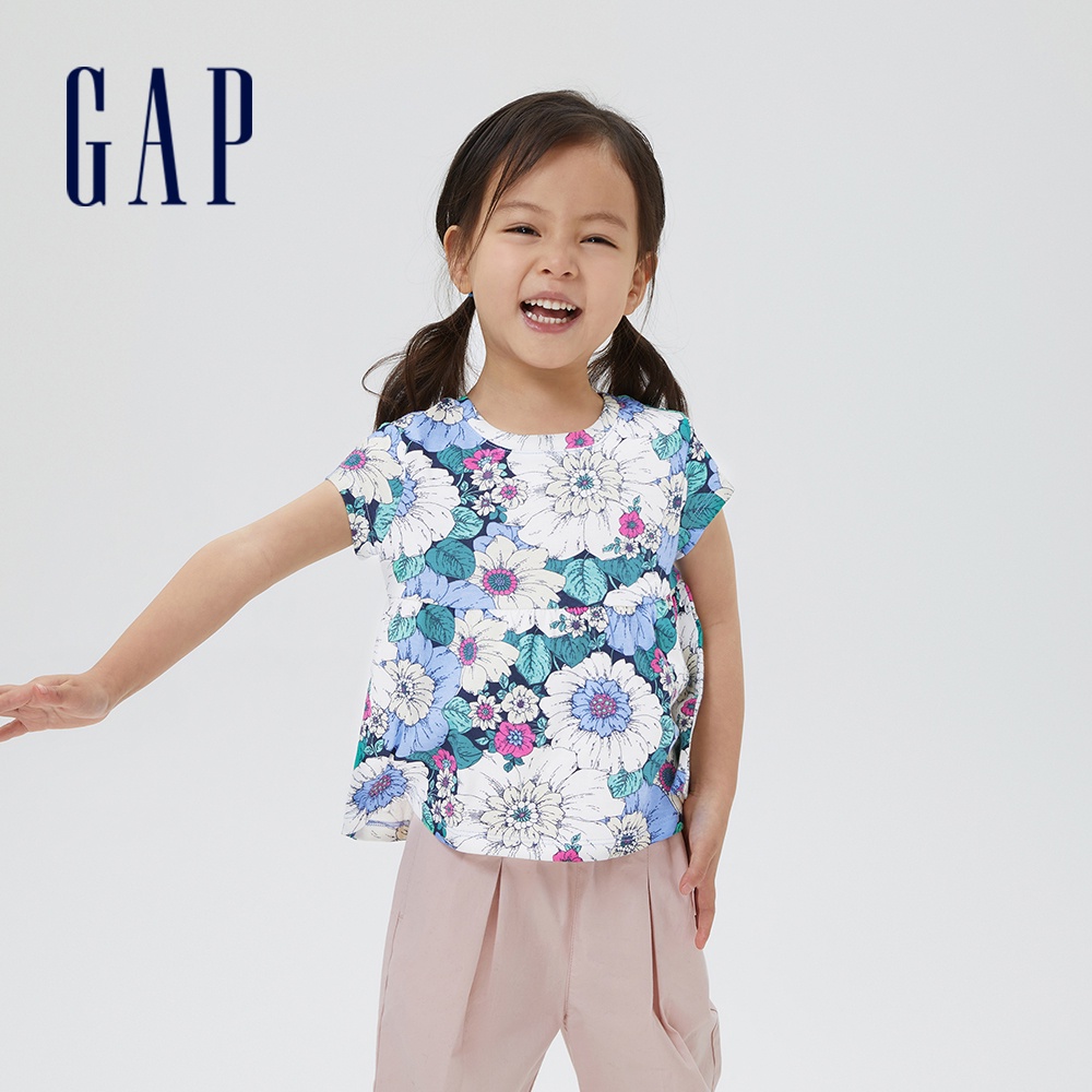 Gap 女幼童裝 純棉短袖T恤 布萊納-花朵印花(536125)