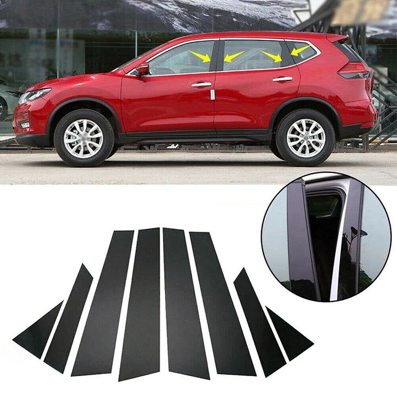 高品質 - 黑色聚碳酸酯車門柱貼紙適合 Nissan X-Tail/Rogue 2014-2021 保護膜