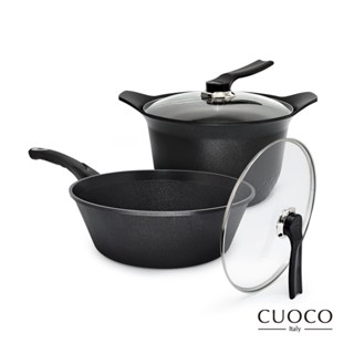 【CUOCO】 石墨烯雙鍋4件組(30深炒鍋+26湯鍋+雙蓋)