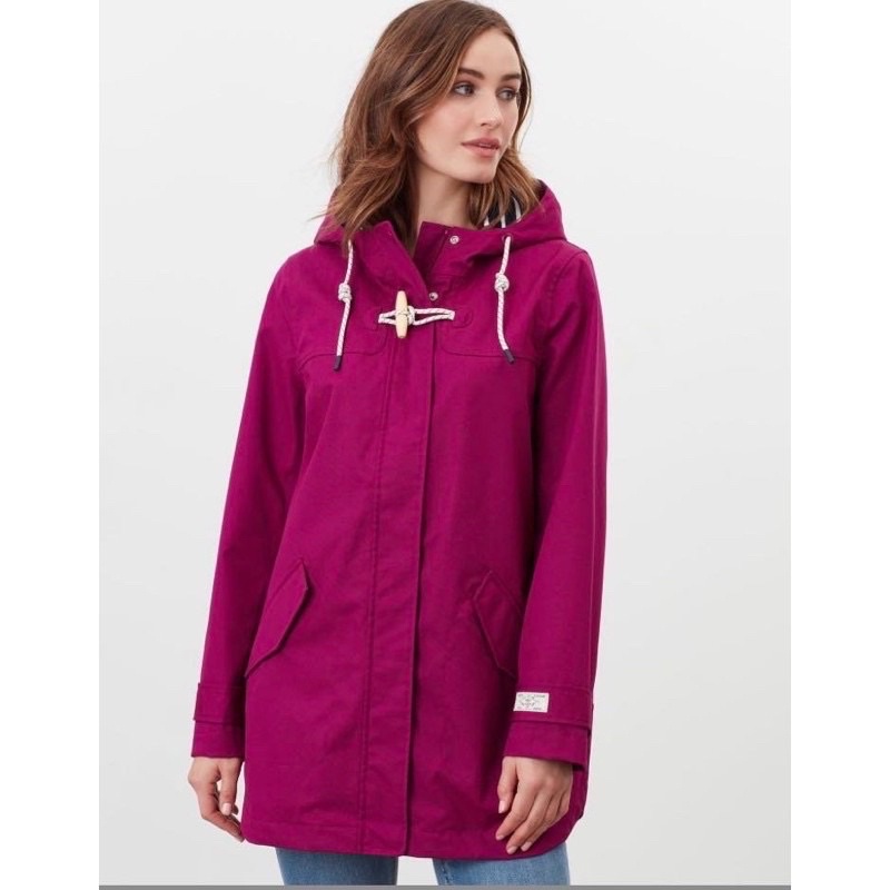 「現貨」UK12全新含吊牌一件中長版實穿款英國小眾品牌風衣Joules紫紅色防風雨外套uk12