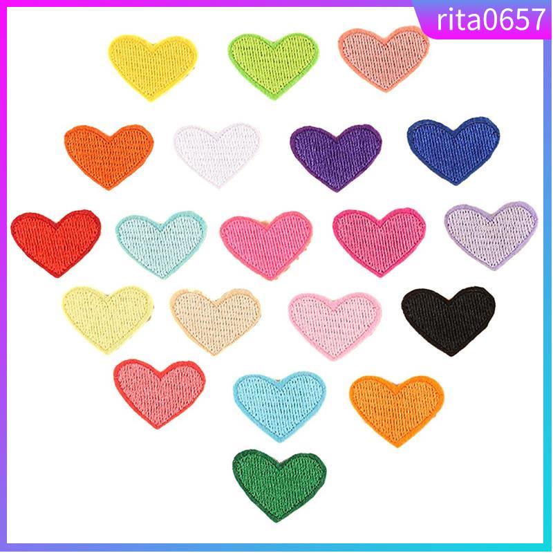 20pcs Heart Love Shape Iron On Patches Embroidered Patch Sti