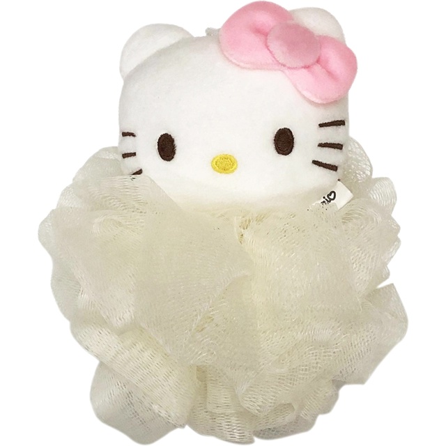 【現貨】小禮堂 Hello Kitty 造型玩偶去角質沐浴球 (粉蝴蝶結款)