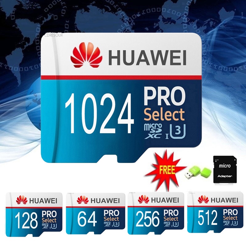 藍色華為存儲卡 PRO Plus Micro SD/tf 卡 64gb 128GB 256GB 512GB 1TB C1