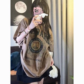【lucky女裝】100%純棉美式復古短袖T恤女夏季新款韓版ins潮牌港味高街寬鬆上衣