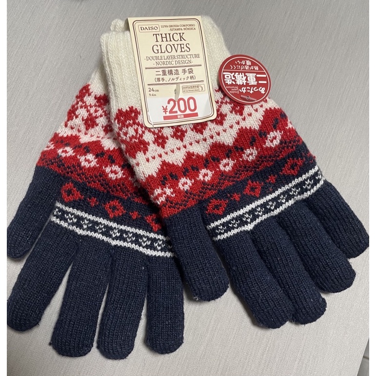 日本 厚針織手套 日本大創 Daiso 冬季手套 冬天手套 女生手套 保暖手套 毛線手套
