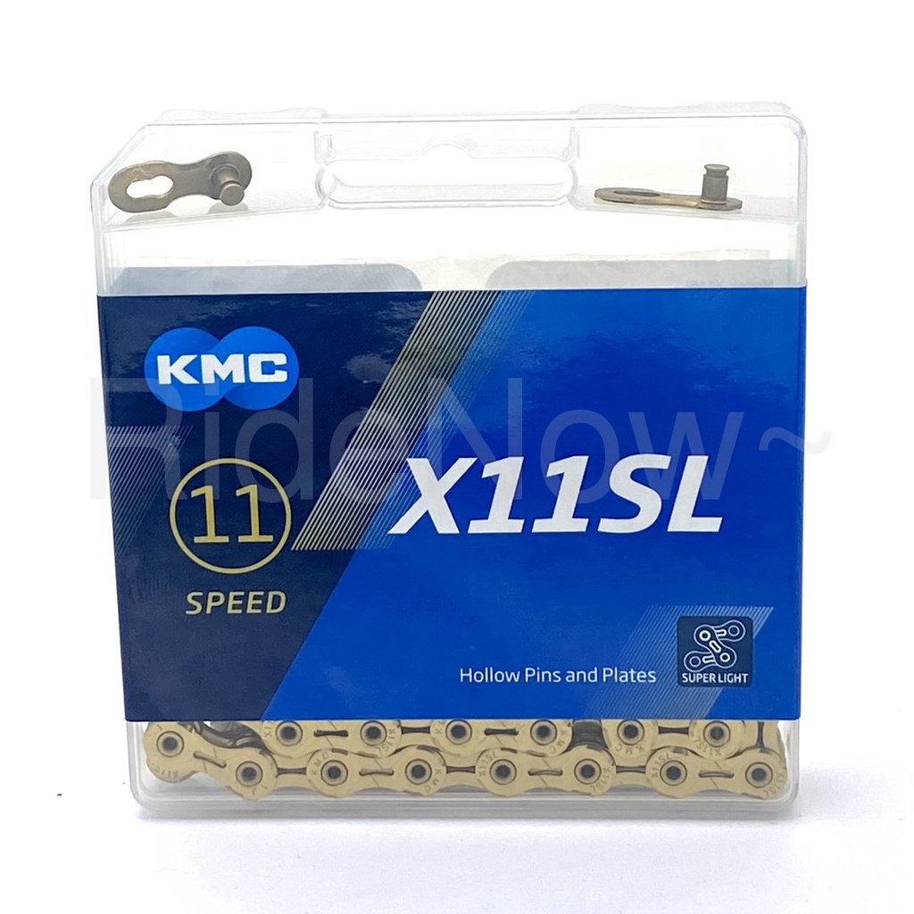 全新 KMC X11SL 超輕量全中空自行車11速金色鏈條 118 目 附快扣