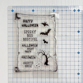 H 1053 萬聖節系列 蝙蝠印章3 枯樹 happy Halloween 透明印章 水晶印章