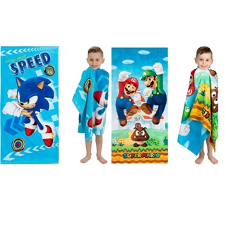 【Toy Fun】美國購回 Sonic 音速小子 / Mario 兒童 純棉 浴巾 游泳 洗澡