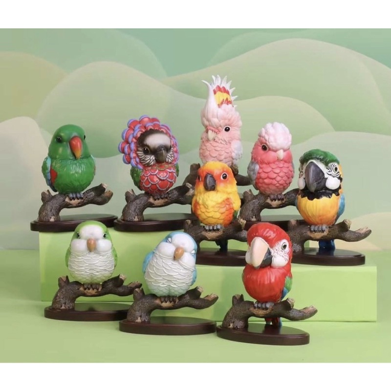 胖鬥牛家飾-群鸚薈萃鸚鵡公仔-紅金剛/琉璃金剛/金太陽/粉紅巴丹/鷹頭鸚鵡/折衷/藍和尚/綠和尚