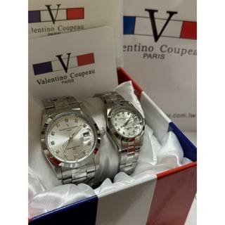 【天龜】Valentino Coupeau 簡約晶鑽時刻不鏽鋼殼帶防水男女款手錶