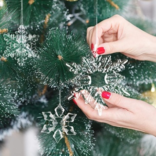10 件 / 套聖誕節透明雪花亞克力聖誕樹懸掛吊墜家居裝飾水晶雪花透明新年裝飾裝飾品