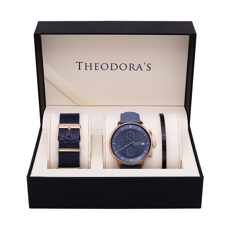 【THEODORA'S】手錶飾品1+2禮盒-男款 Mercury 太陽能手錶 三眼款【希奧朵拉】