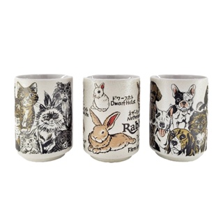 Vintage+。復古家。日本製 隨手杯。兔子 狗 貓 陶瓷 壽司杯 水杯 湯吞 茶杯 豬口杯 (300ml)(特價)