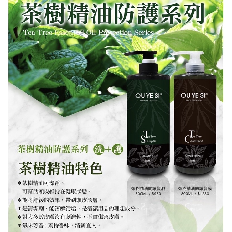 OU YE SI 歐亞絲 現貨茶樹精油 洗髮精 防護髮膜 去油系列 800ml