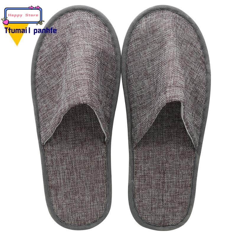 10 Pairs Linen Slippers Hotel Travel Spa Disposable Slippers