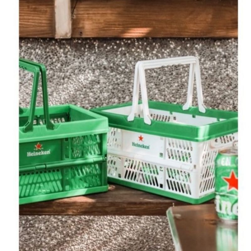 現貨 海尼根 炫彩摺疊籃 摺疊籃 收納籃 Heineken 白色 野餐 露營用具 提籃 可摺疊 可收納