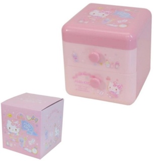 日本進口 凱蒂貓 kitty 日本限定款 掀蓋收納盒 置物盒 收納箱 飾品盒 小物收納盒 雙層抽屜盒 文具整理盒