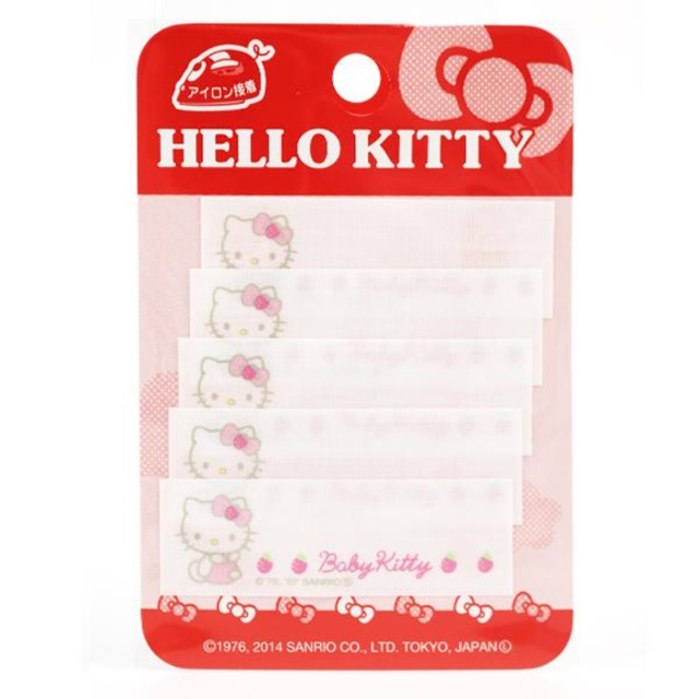 【現貨】小禮堂 Hello Kitty 姓名燙布貼組5入組 (粉白草莓款)