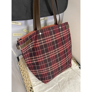 FYFY名牌精品Burberry 頂級藍標牛皮+經典格紋布肩背包