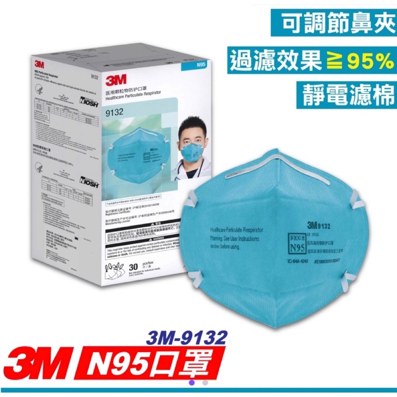 ✨蝦皮最低價✨3M Nexcare 9132 醫用顆粒物防護口罩 N95