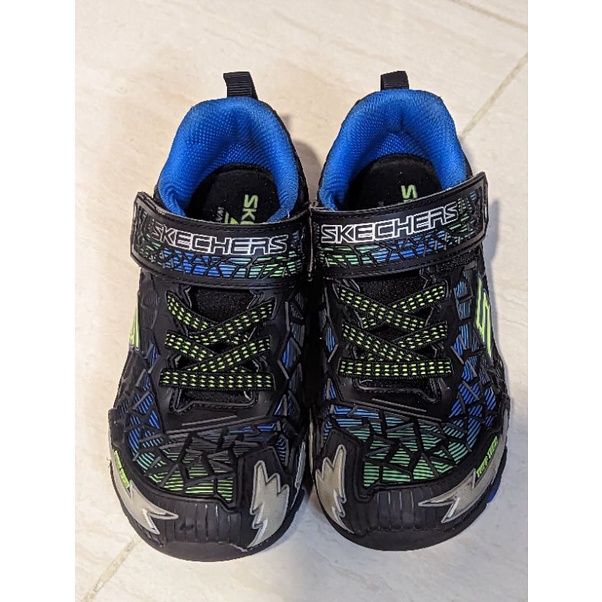 Skechers SKECHERS 男童 網格硬派黑藍色兒童電燈運動鞋 P#KN3LDXBB 燈鞋 閃燈鞋 20公分