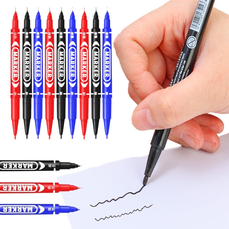 專業工程師繪圖記號筆學生通用辦公學習記號筆塗鴉筆耐用速乾雙頭記號筆