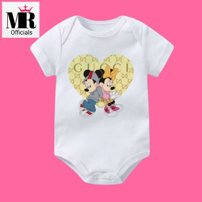 古馳 Katun PUTIH 嬰兒毛衣 GUCCI MINNIE MICKEY MOUSE T 恤嬰兒衣服年齡 0 12