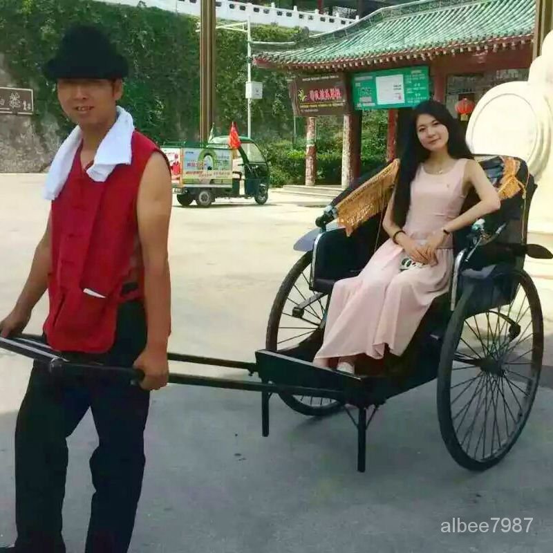 人力拉車婚禮婚慶用品老式中國紅人力黃包車老上海拉客人力三輪車