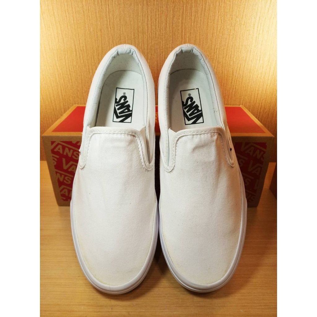 VANS CLASSIC SLIP ON 經典白色復古帆布鞋 懶人鞋 明星鞋款時尚百搭休閒鞋