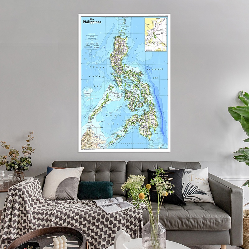 菲律賓地圖牆藝術印花和海報無紡布帆布繪畫辦公用品客廳家居裝飾