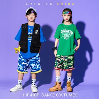【閔隆街舞1】兒童街舞潮服嘻哈套裝hiphop襯衫架子鼓表演服馬甲少兒爵士舞服裝.A4