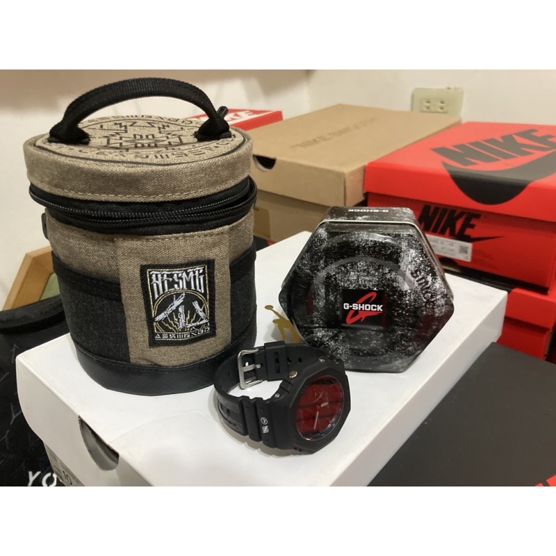 AES x SMG x BLACK DESIGN x CASIO G-SHOCK GA-2100 四方聯名 手錶 全黑