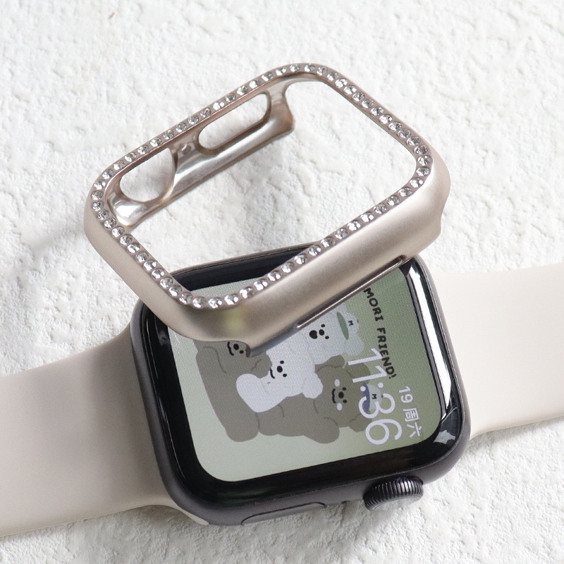 鑲鑽手錶保護殼 適用於 蘋果 Apple watch S9 8 7 6 5 4 SE手錶殼45mm 41mm保護殼 硬殼