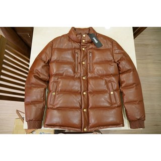 全新正品 FIND 羊皮 皮革 皮 羽絨外套 咖啡紅 焦糖 L號 立領 皮衣