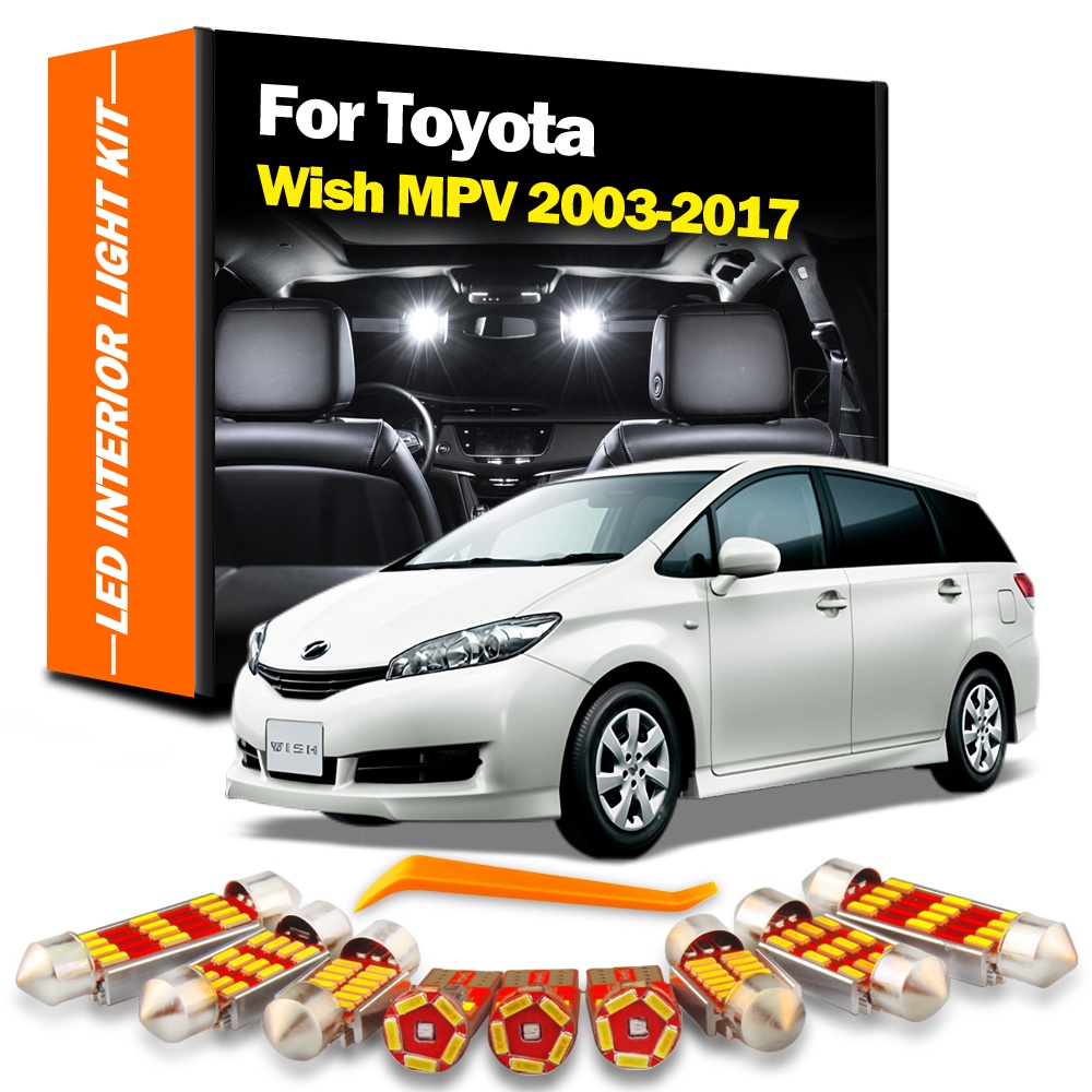 豐田 Wish MPV 2003-2017 Canbus 車輛燈泡室內圓頂地圖閱讀後備箱燈無錯誤車燈套件的內部 LED